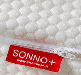 Dettaglio Tessuto Tencel con Cerniera ed etichetta marchio Sonno+